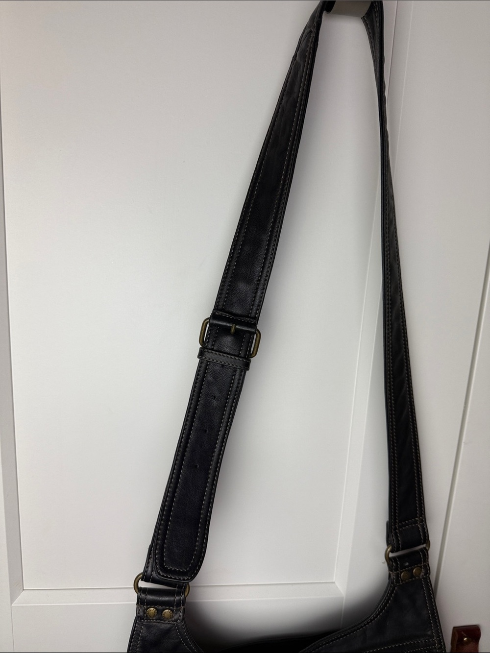 Vintage Fossil crossbody mini messenger bag 90s Y2K soft leather gold hardware - Picture 3 of 16